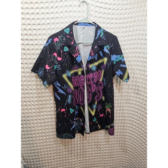 80s Outfit for Men Short Sleeve Button Down size M - Picture 1 of 3